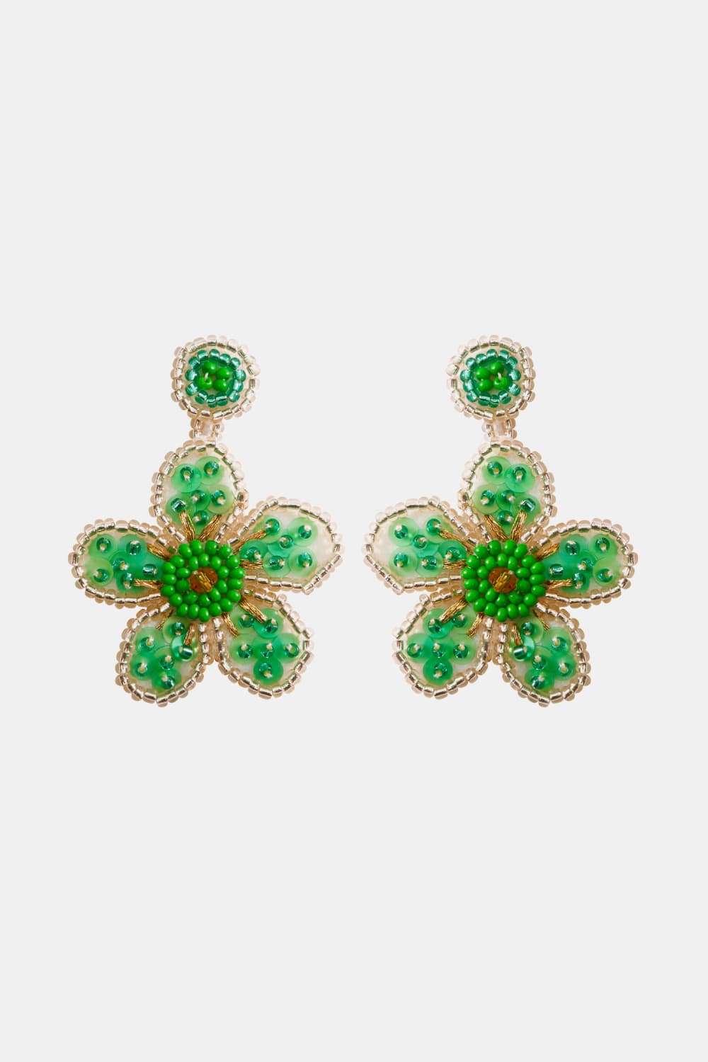 Flower Shape Beaded Dangle Earrings  Earrings- Doll Fits