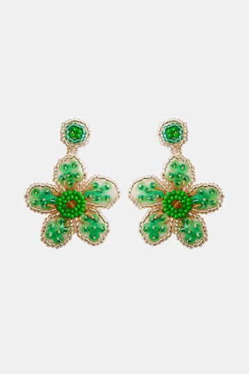 Flower Shape Beaded Dangle Earrings  Earrings- Doll Fits