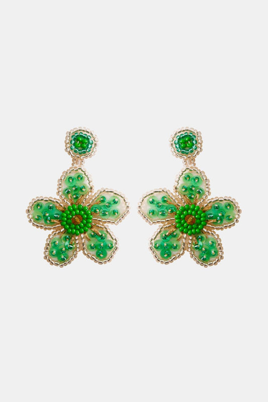 Flower Shape Beaded Dangle Earrings  Earrings- Doll Fits