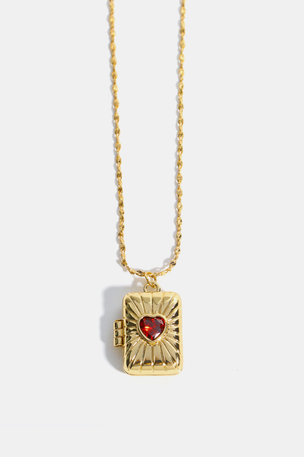 Heart Zircon Box Pendant Copper Necklace  Necklaces- Doll Fits