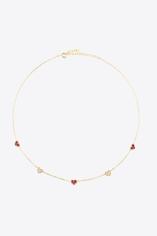 Inlaid Zircon Heart Necklace  Necklaces- Doll Fits