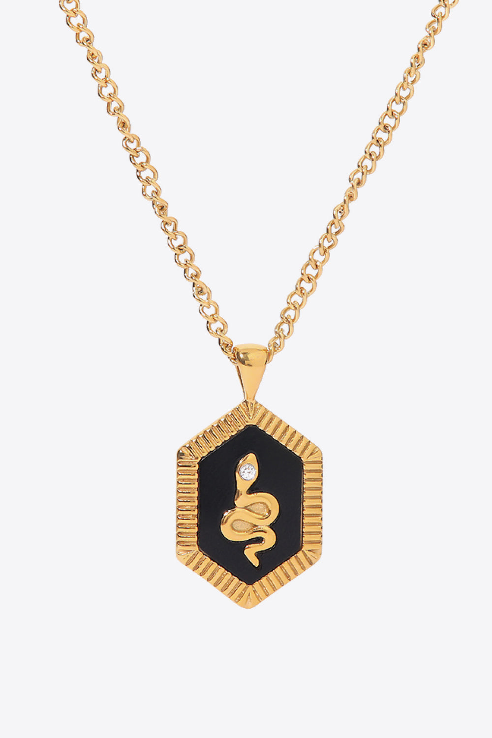 18K Gold Plated Snake Geometric Pendant Necklace  Necklaces- Doll Fits