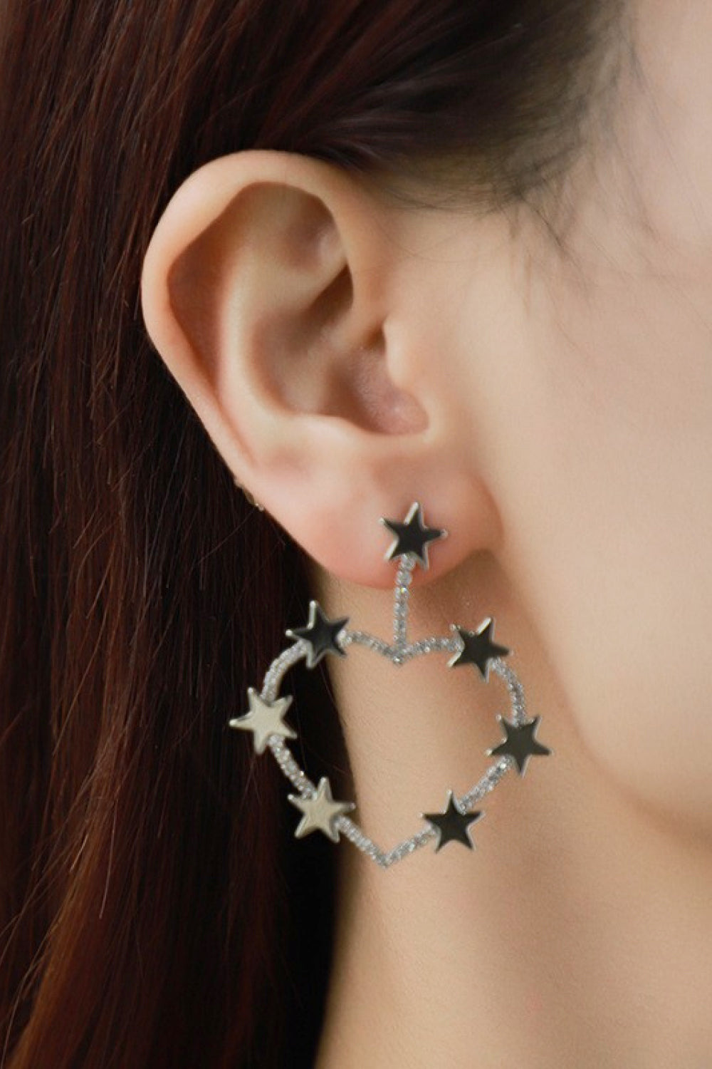Star Zircon Heart-Shaped Earrings  Earrings- Doll Fits