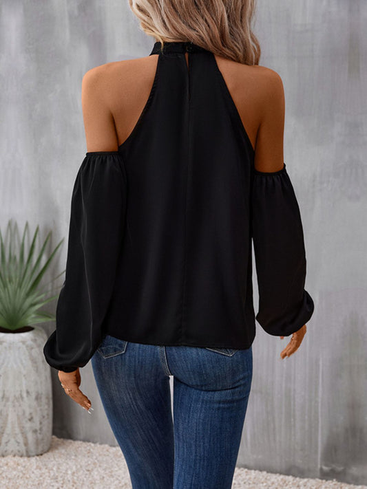 Grecian Cold Shoulder Long Sleeve Blouse  - Doll Fits
