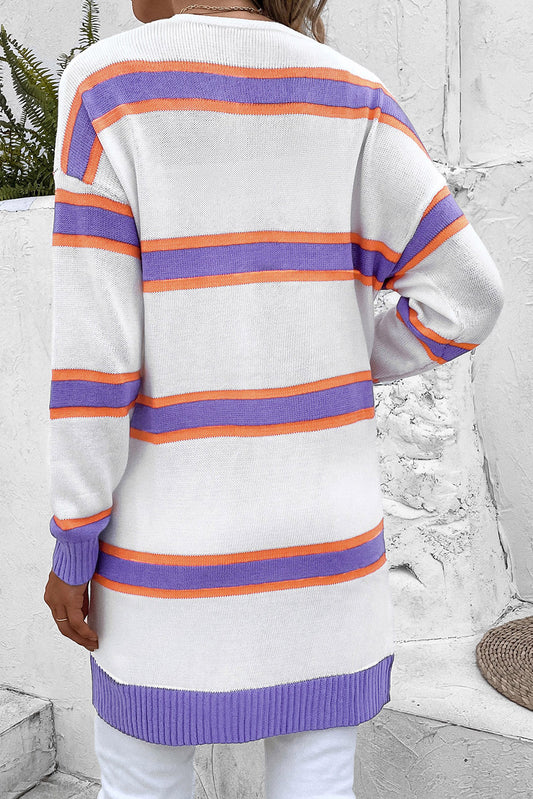 Striped Dropped Shoulder Cardigan  - Doll Fits
