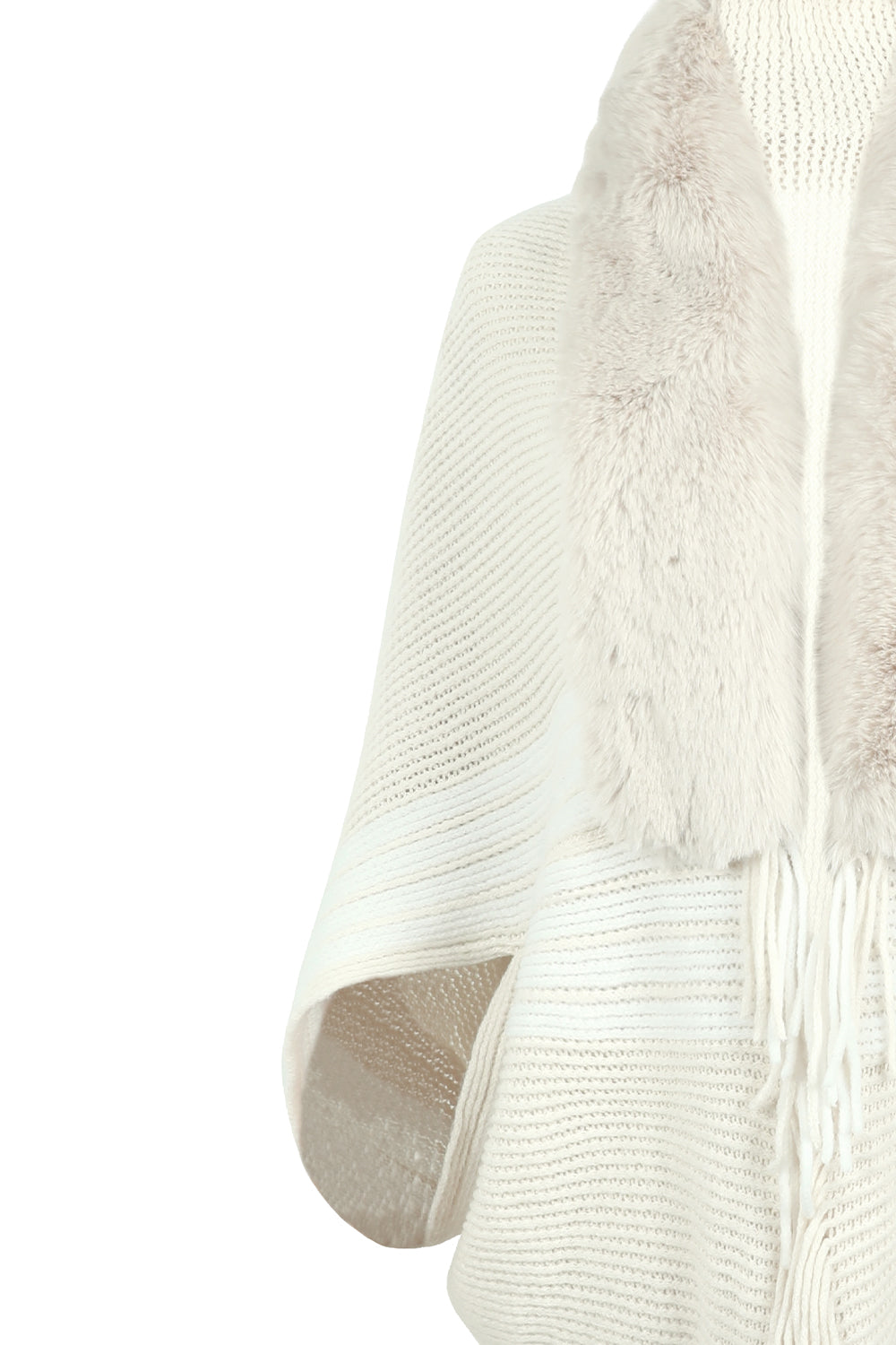 Striped Fringe Detail Long Sleeve Poncho  - Doll Fits