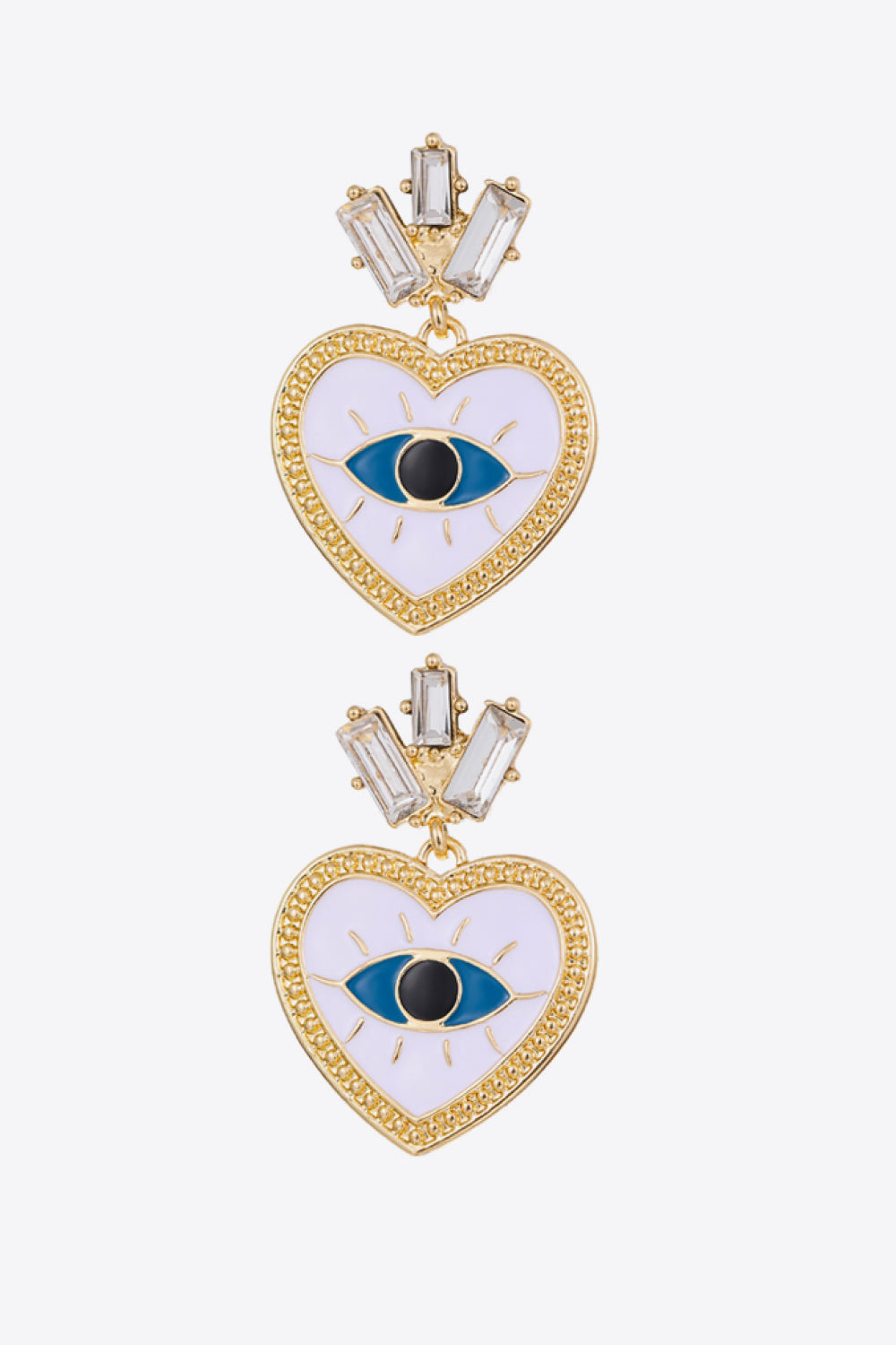 Evil Eye Heart-Shaped Drop Earrings  Earrings- Doll Fits