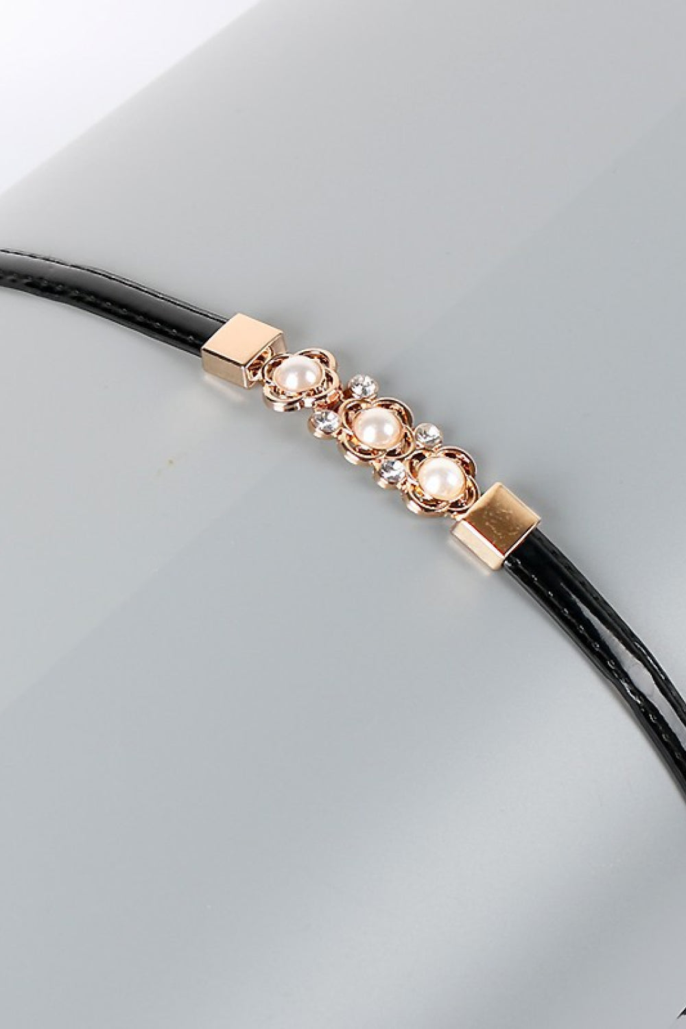 Rhinestone Flower Adjustable PU Leather Belt  Belts- Doll Fits