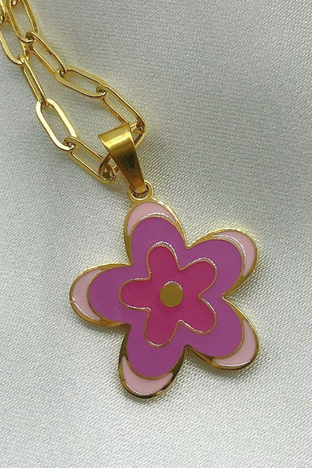 Flower Pendant Stainless Steel Necklace  Necklaces- Doll Fits