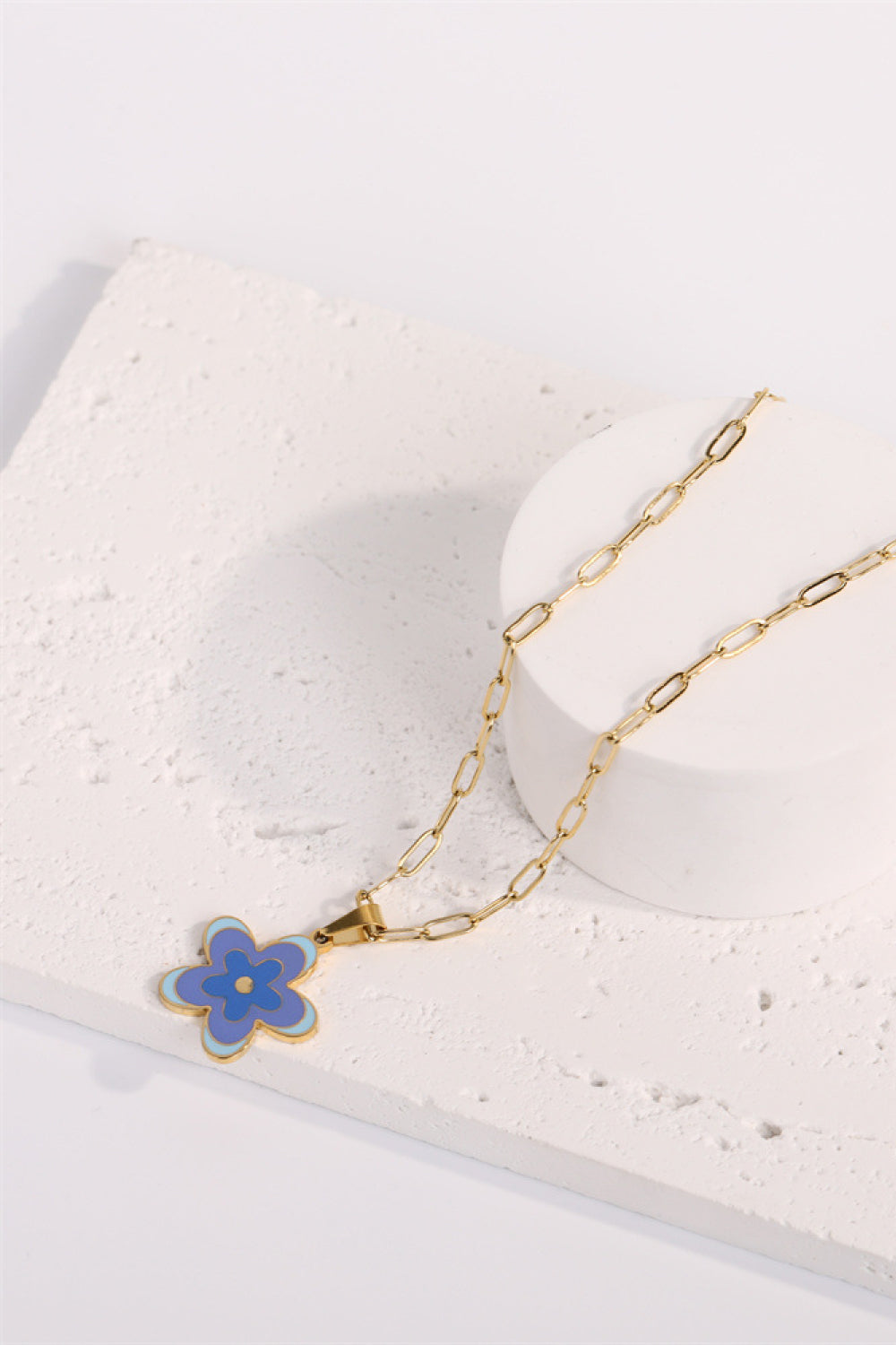 Flower Pendant Stainless Steel Necklace  Necklaces- Doll Fits