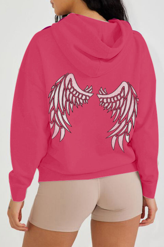 Simply Love Full Size Angel Wings Graphic Hoodie  - Doll Fits