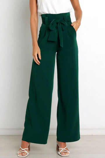 Tie Front Paperbag Wide Leg Pants  Pants- Doll Fits