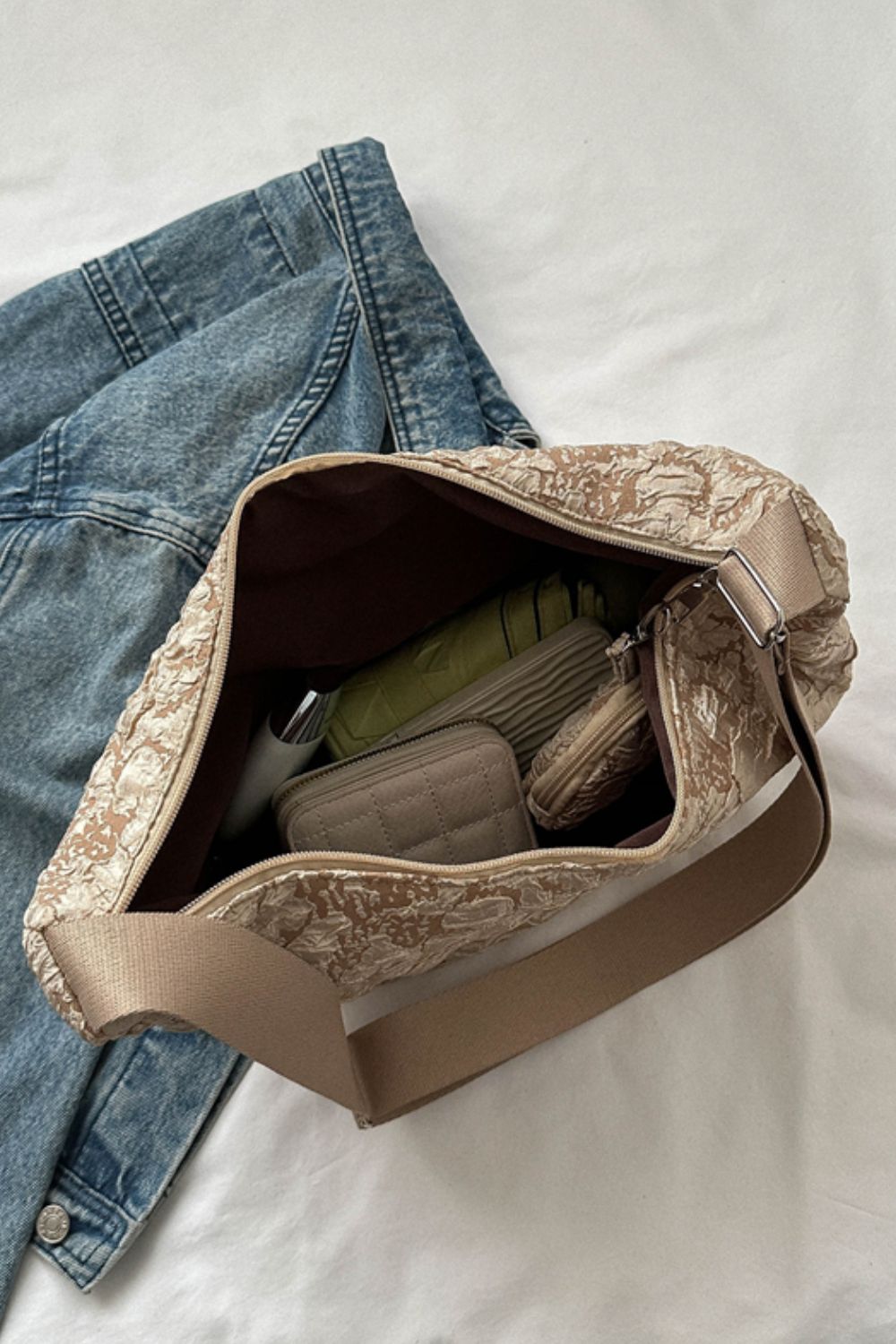Textured Polyester Shoulder Bag  - Doll Fits