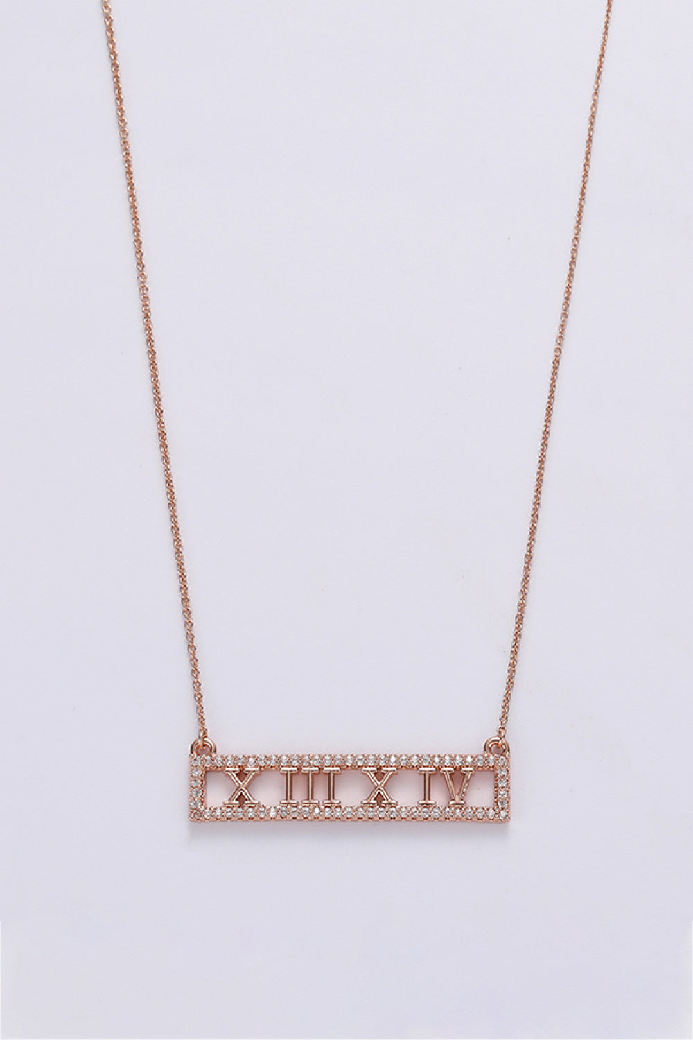 Inlaid Cubic Zirconia Bar Pendant Necklace  Necklaces- Doll Fits