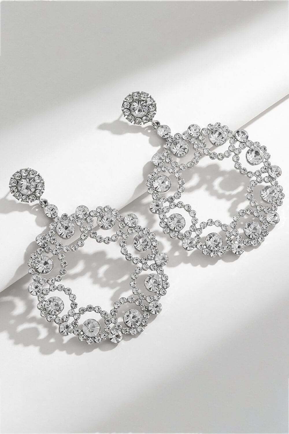 Alloy Rhinestone Round Drop Earrings  Earrings- Doll Fits
