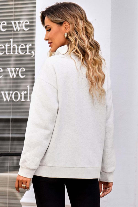 Quarter Zip Dropped Shoulder Sweatshirt  Shirts & Tops- Doll Fits