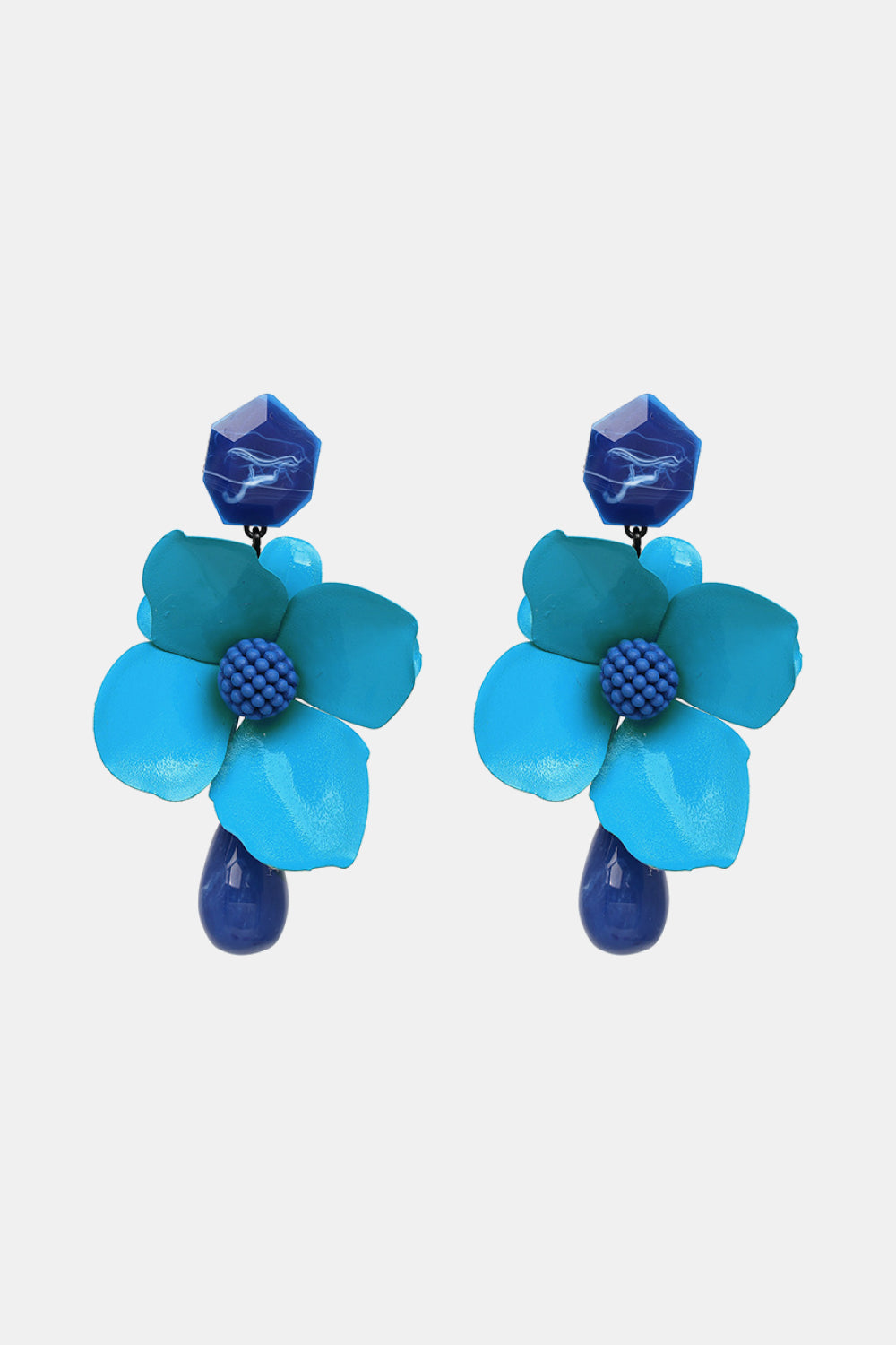 Bloosom Flower and Teardrop Resin Dangle Earrings  Earrings- Doll Fits