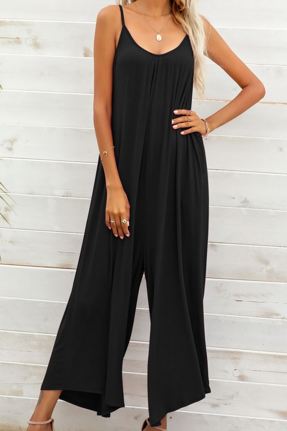 Spaghetti Strap Scoop Neck Jumpsuit  Jumpsuits & Rompers- Doll Fits