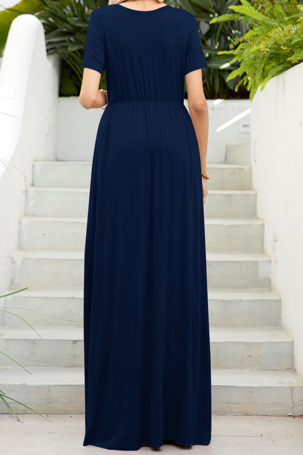 Round Neck Maxi Tee Dress with Pockets  Dresses- Doll Fits