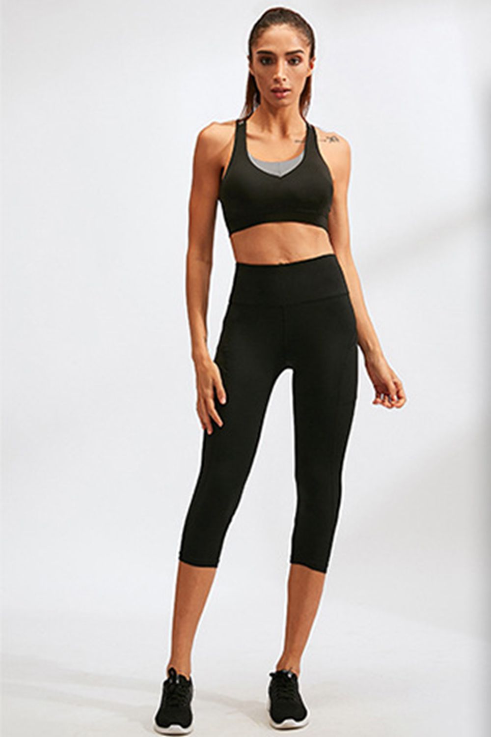 Slim Fit Wide Waistband Active Leggings with Pockets  - Doll Fits