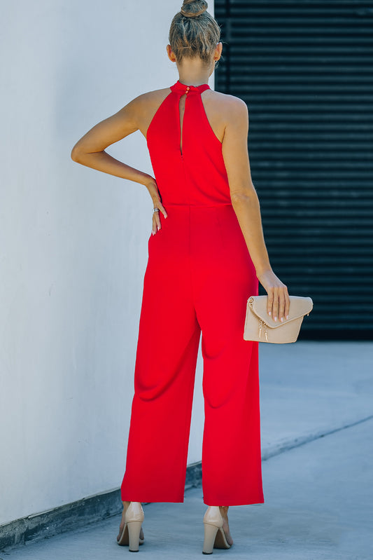 Twisted Grecian Neck Wide Leg Jumpsuit  Jumpsuits & Rompers- Doll Fits