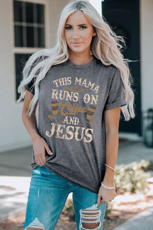 Slogan Graphic Round Neck Tee  Shirts & Tops- Doll Fits