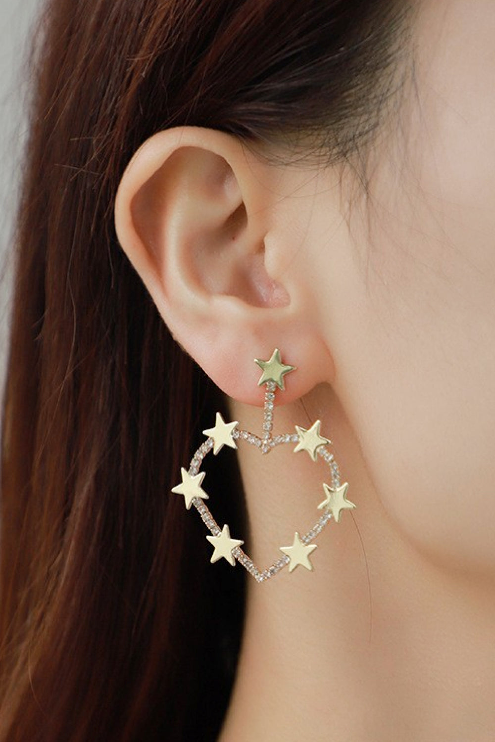 Star Zircon Heart-Shaped Earrings  Earrings- Doll Fits