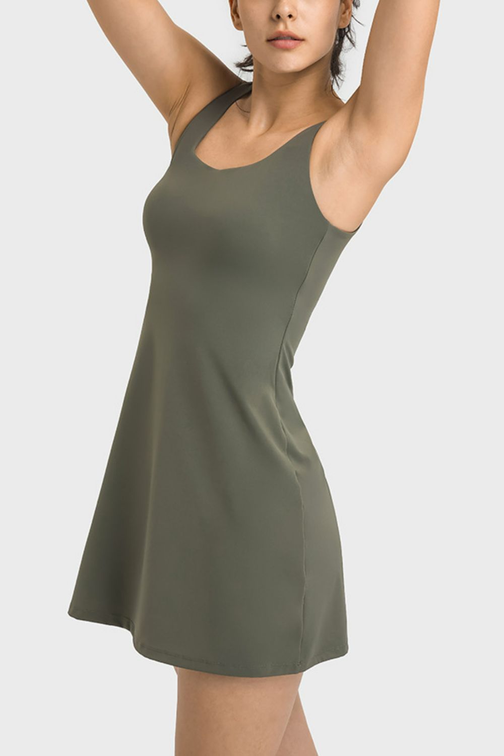 Square Neck Sports Tank Dress with Full Coverage Bottoms  Activewear- Doll Fits