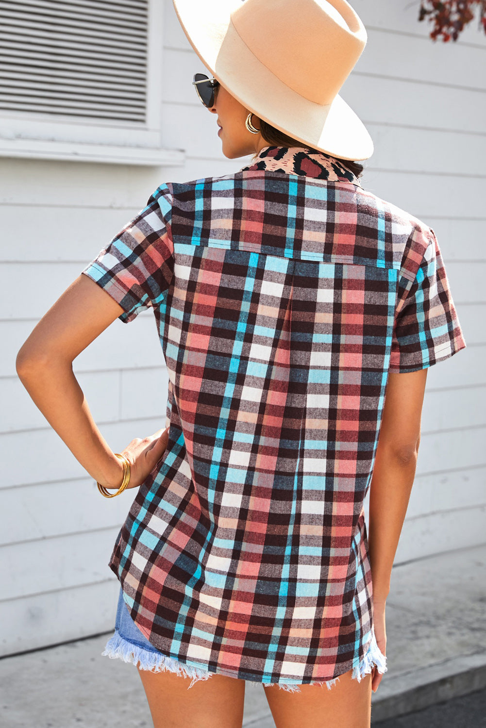 Plaid Pocket Short Sleeve Shirt  Shirts & Tops- Doll Fits