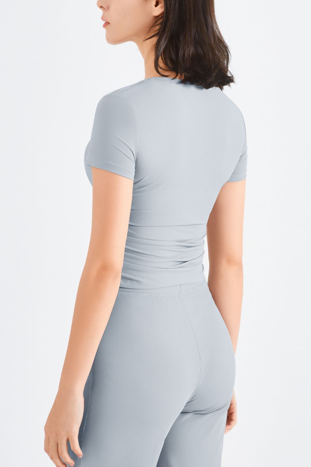 Ruched Round Neck Sports Top  Activewear- Doll Fits