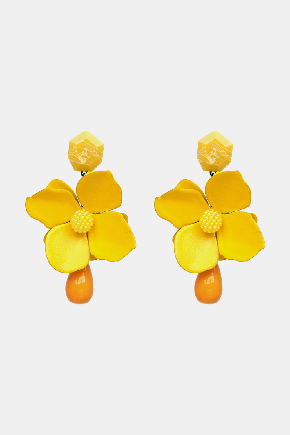 Bloosom Flower and Teardrop Resin Dangle Earrings  Earrings- Doll Fits