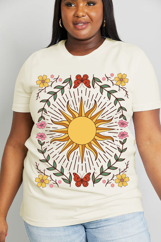 Simply Love Full Size Sun Graphic Cotton Tee  Shirts & Tops- Doll Fits