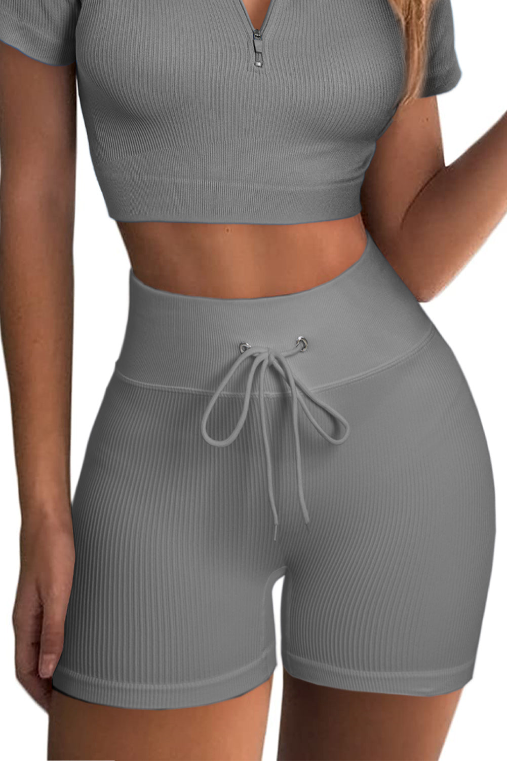 Drawstring Ribbed Sports Shorts  - Doll Fits