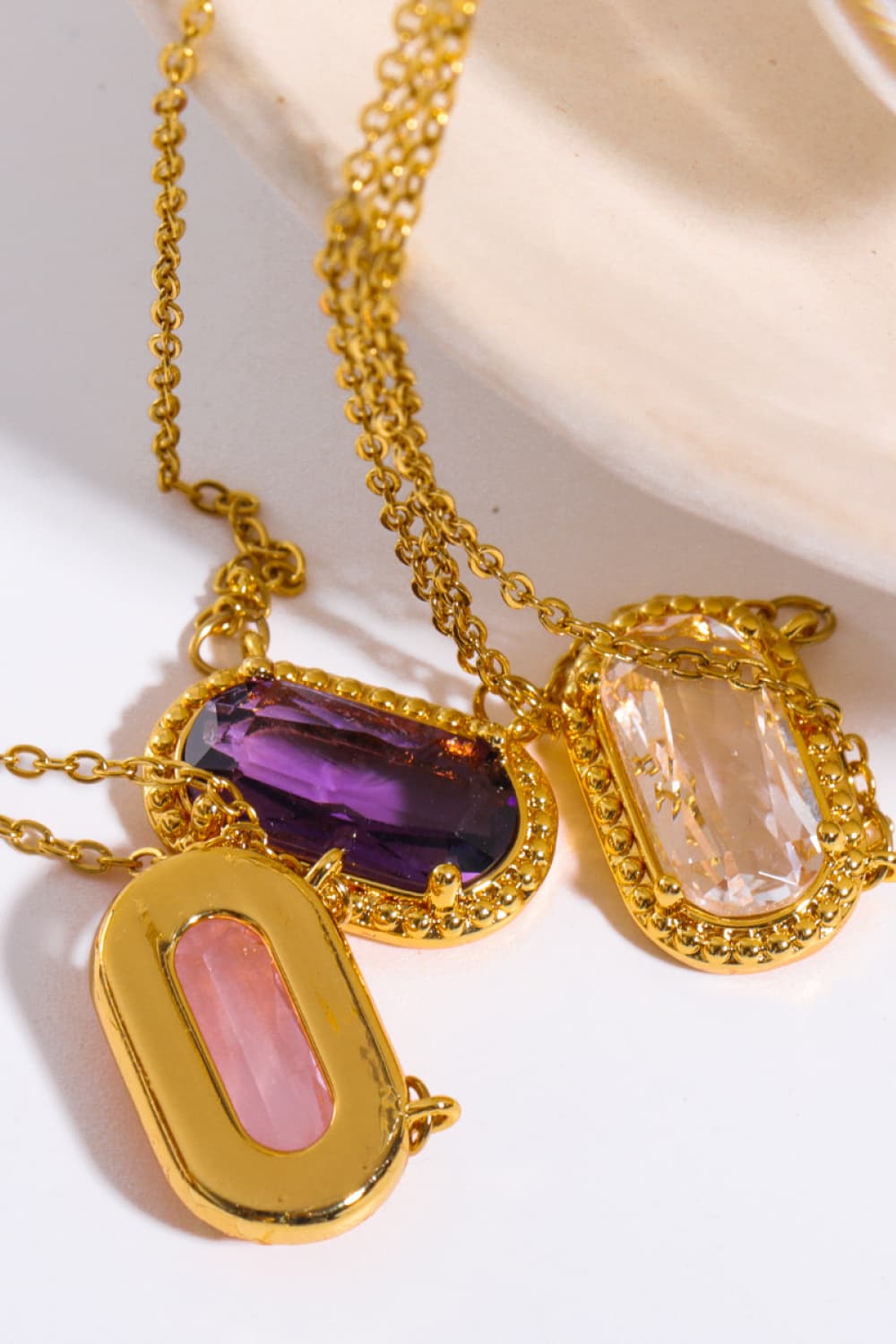 Copper 14K Gold Pleated Pendant Necklace  Necklaces- Doll Fits