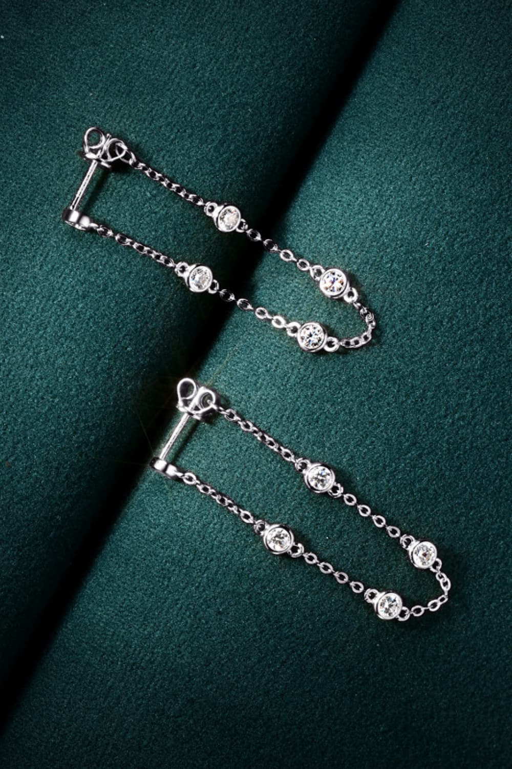1 Carat Moissanite 925 Sterling Silver Chain Earrings  Earrings- Doll Fits