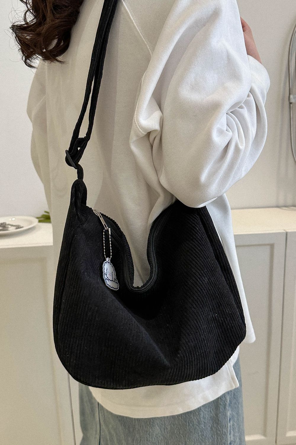 Large Corduroy Shoulder Bag  Handbags- Doll Fits