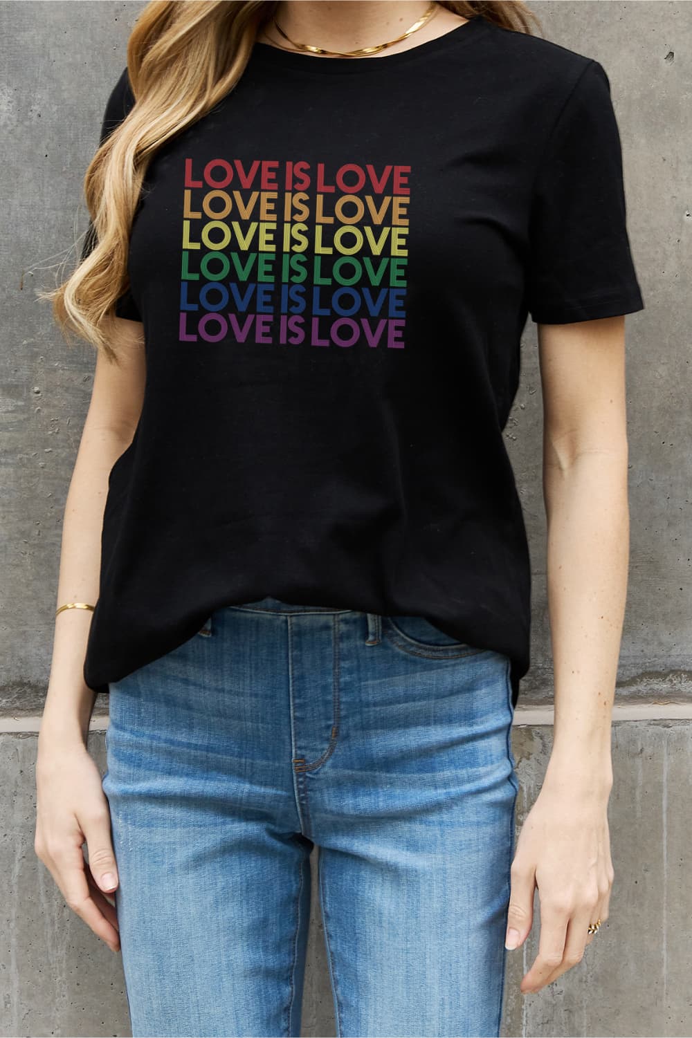Simply Love Full Size LOVE IS LOVE Graphic Cotton Tee  Shirts & Tops- Doll Fits