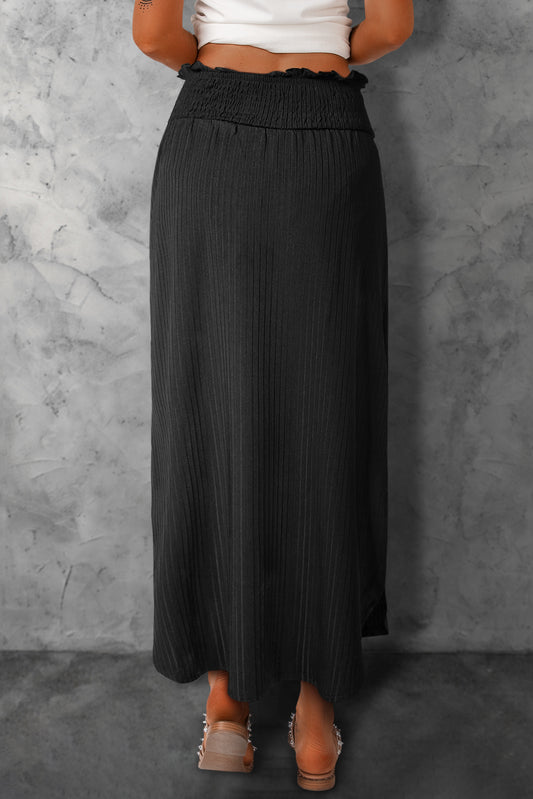 Smocked Waist Slit Maxi Skirt  Skirts- Doll Fits