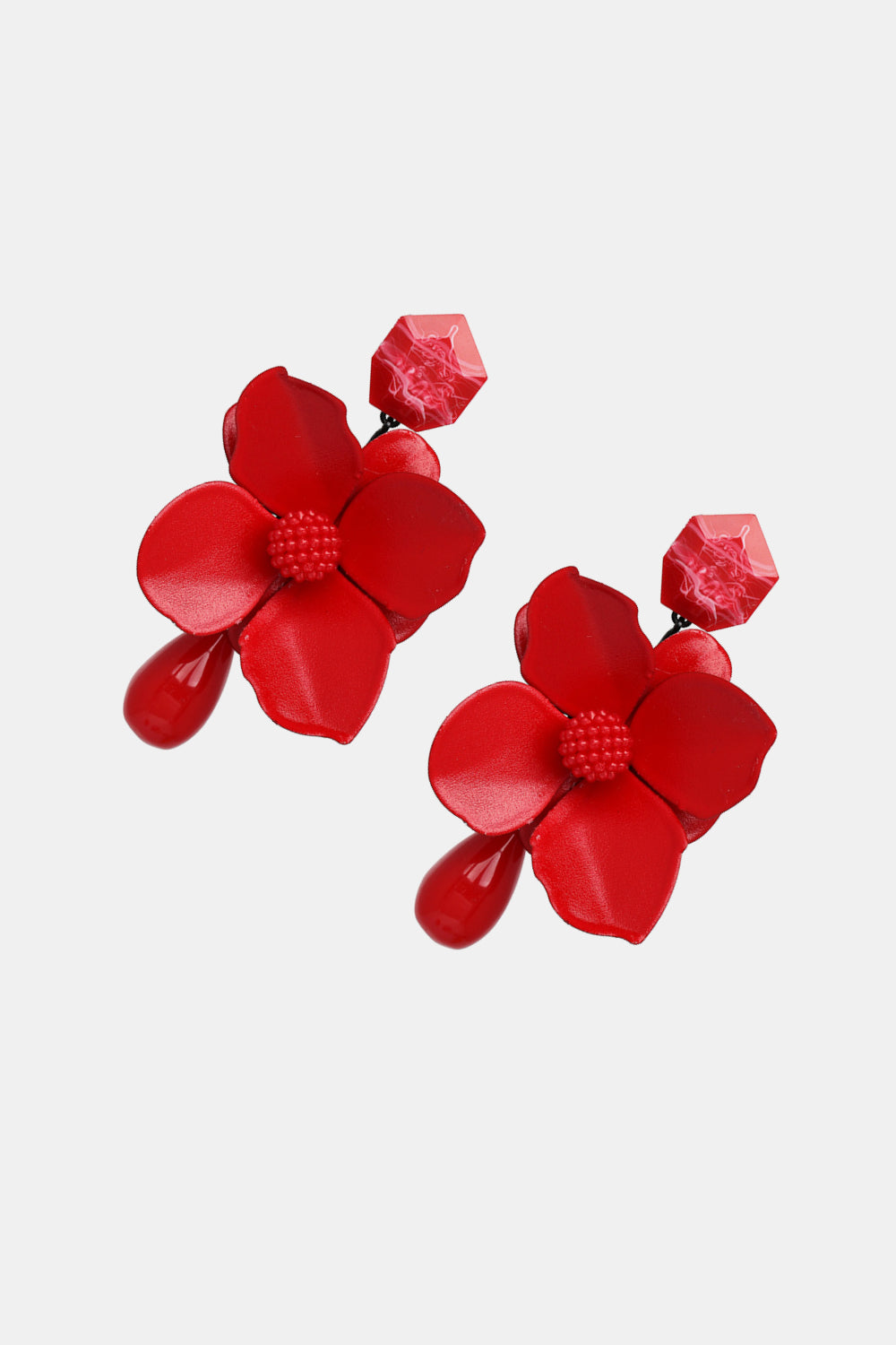 Bloosom Flower and Teardrop Resin Dangle Earrings  Earrings- Doll Fits