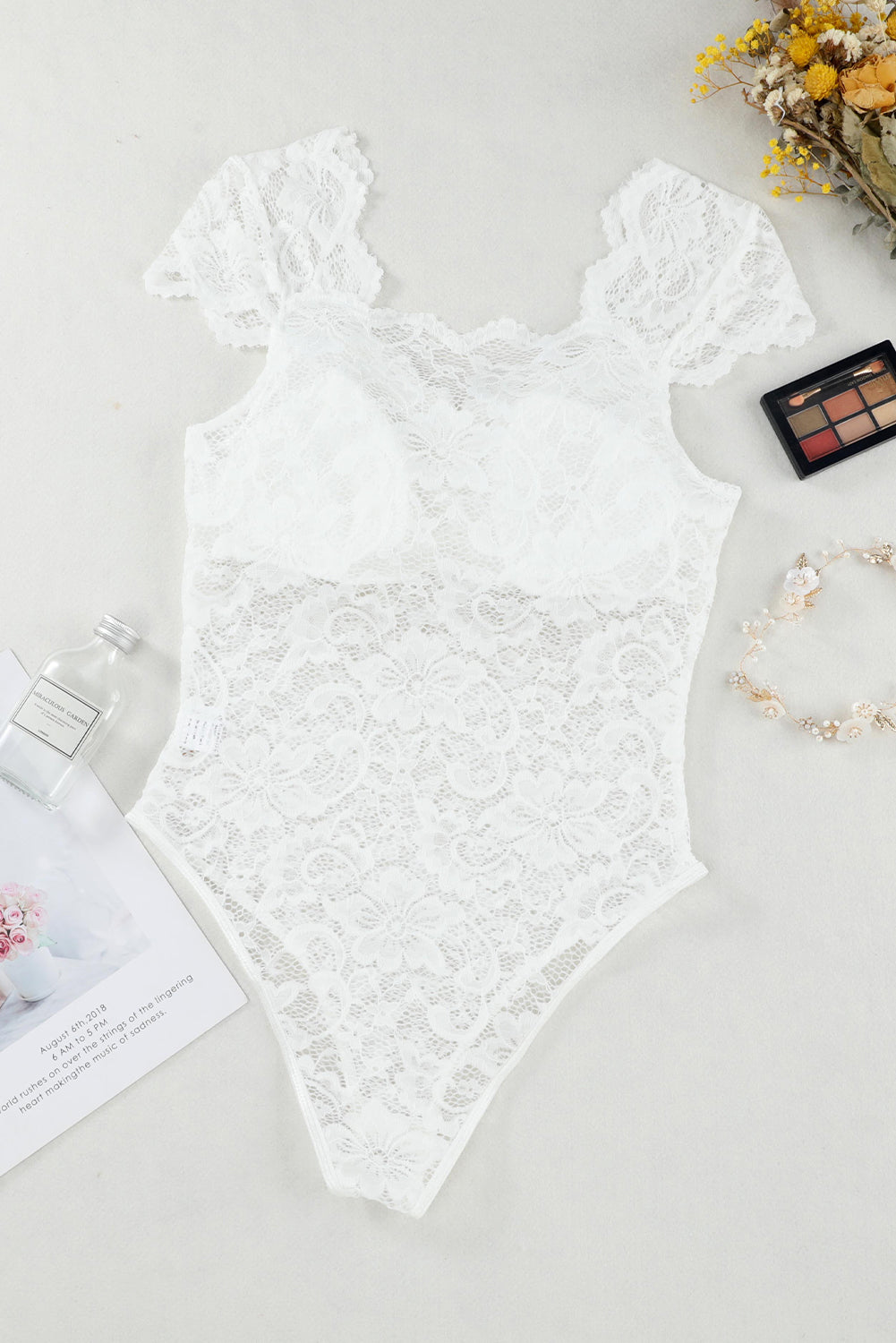 Ruched Sweetheart Neck Lace Bodysuit  Shirts & Tops- Doll Fits