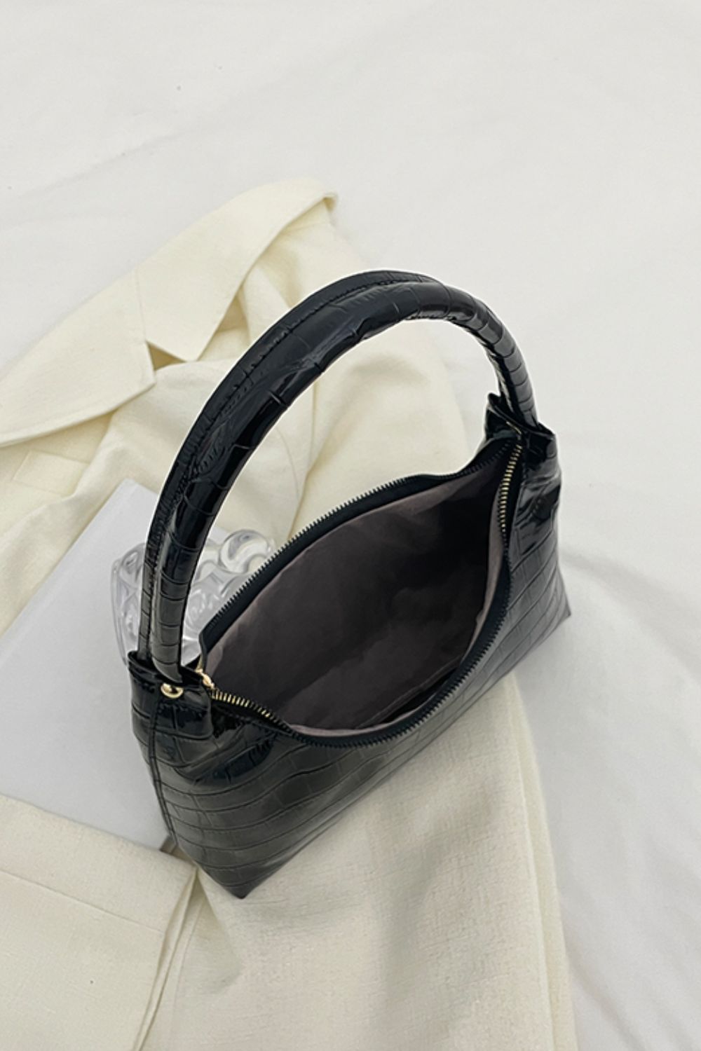 Textured PU Leather Shoulder Bag  - Doll Fits