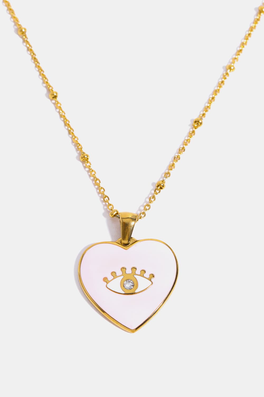 Heart & Evil Eye Shape 18K Gold Plated Pendant Necklace  Necklaces- Doll Fits