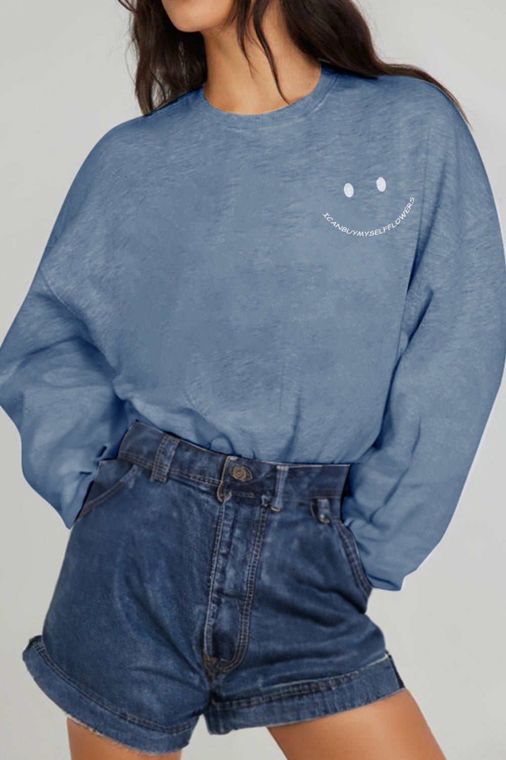 Simply Love Full Size I CAN BUY MYSELF FLOWERS Graphic Sweatshirt  - Doll Fits
