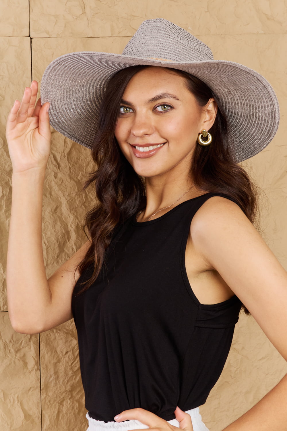 Fame Keep Me Close Straw Braided Rope Strap Fedora Hat  - Doll Fits