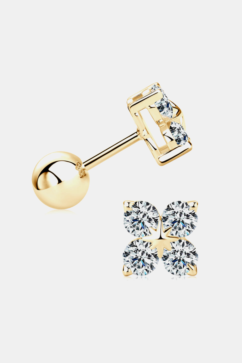 Moissanite 925 Sterling Silver Four-Leaf Clover Shape Earrings  Earrings- Doll Fits