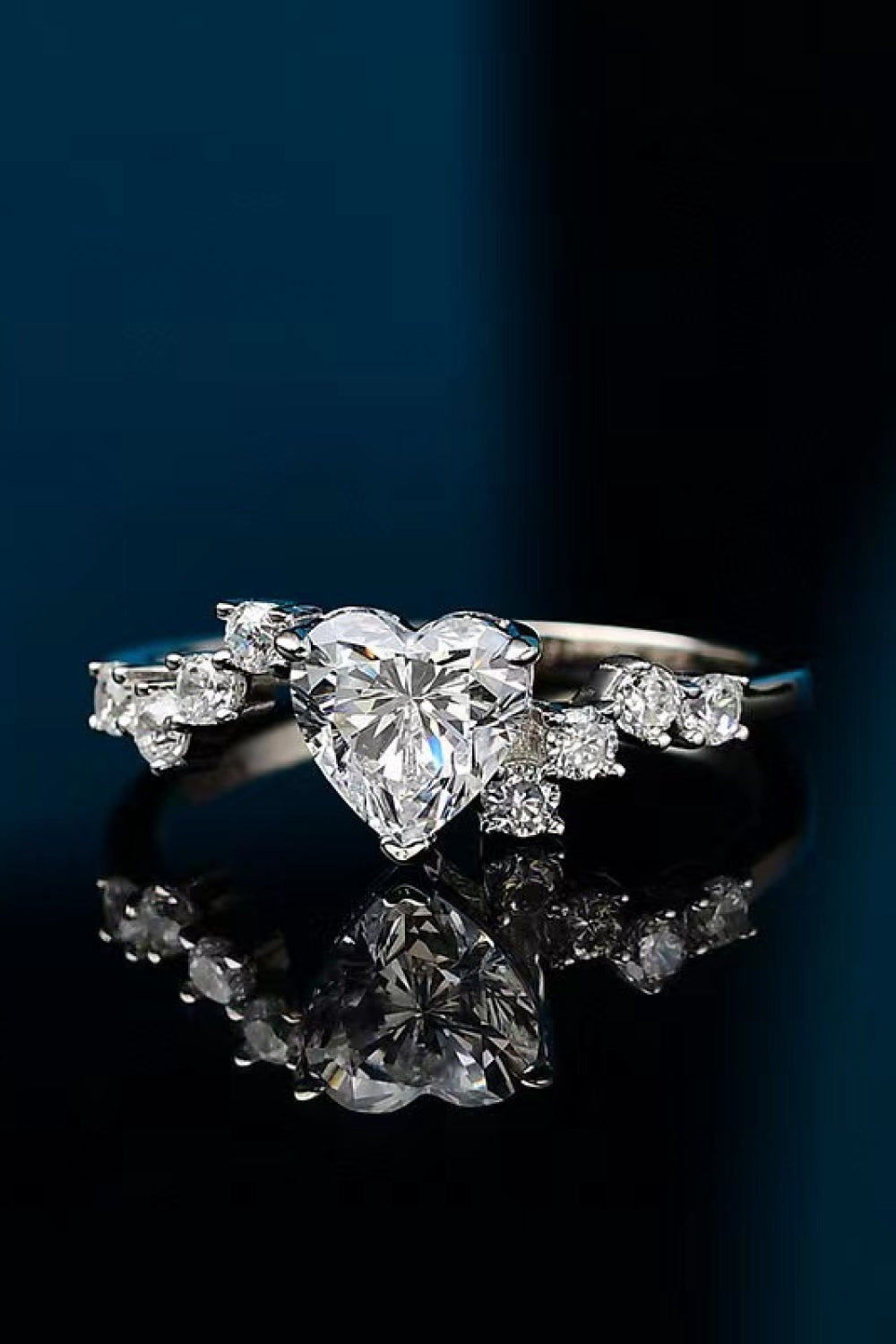 1 Carat Moissanite Heart 925 Sterling Silver Ring  Rings- Doll Fits