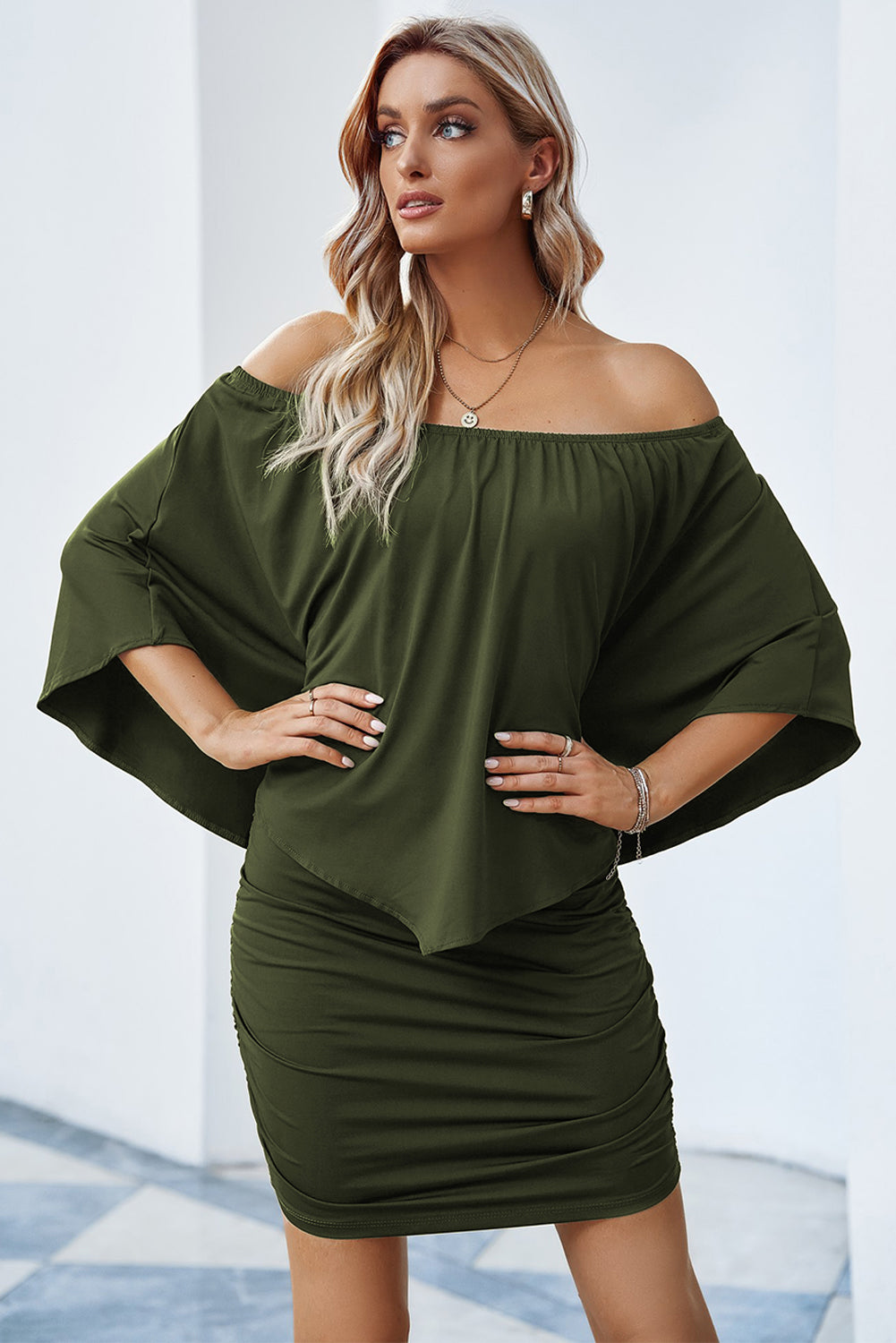 Full Size Off-Shoulder Layered Dress  Dresses- Doll Fits