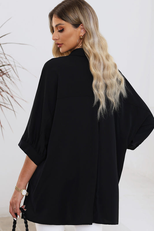 Three-Quarter Sleeve Slit Shirt  Shirts & Tops- Doll Fits