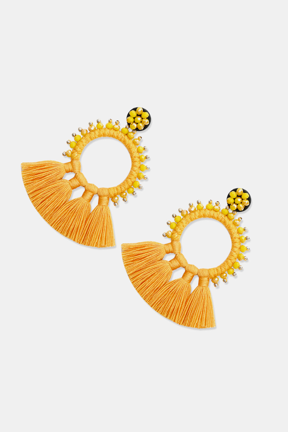 Bead Detail Tassel Dangle Earrings  Earrings- Doll Fits