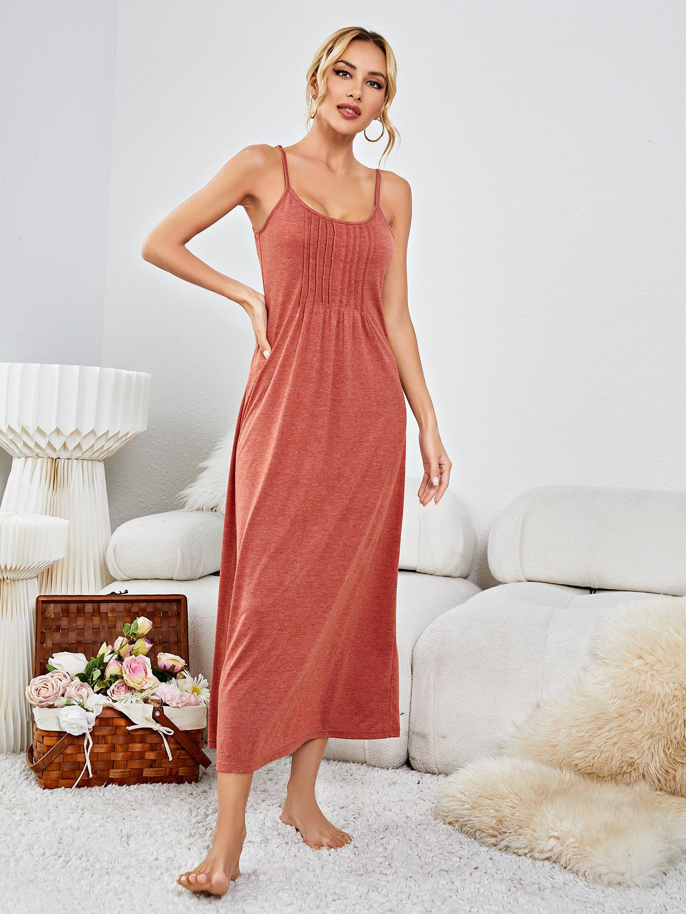 Scoop Neck Spaghetti Strap Night Dress  Dresses- Doll Fits
